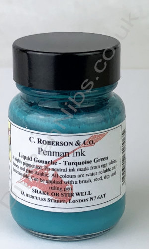 Roberson's Penman Liquid Gouache Ink Turquoise Green 30ml